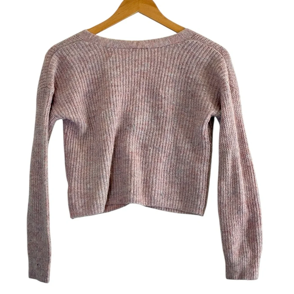 Old Navy | Pink knit wool blend cropped button front chunky cardigan